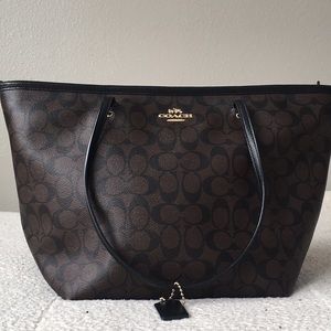 Coach signature tote - black / brow